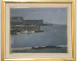 Barcos En Mar Del Plata by Alfredo Guido, óleo sobre cartón, offered Jun 2026