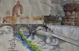 Batello San Angelo by Jorge Duarte, dibujo a la tinta y acuarela, offered Jun 2026