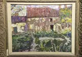 Victor Charreton, Casa Con Jardin Al Frente, óleo sobre cartón