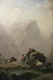 August Seidel, Carreta En Paisaje Montañoso, óleo sobre tela reentelado