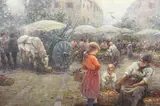 Federico Morello, Mercato Di Frutta, óleo sobre tela