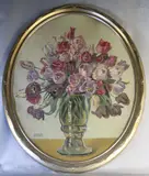 Vaso Con Flores by Valerie Heller Spiess, témpera de forma oval, offered Jun 2026