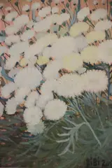 Bibi Zogbé, Flores, óleo sobre hardboard