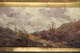 El Camino En Invierno by Carlos de la Torre, óleo sobre cartón, offered Jun 2026