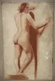 La Modelo by Ernesto Teofilo Esteves, dibujo a la sanguine sobre papel, offered Jun 2026