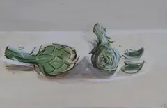 Ernesto Fariña, Alcauciles, acuarela sobre papel