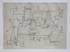 Adolfo Nigro, Reunion De Peces, dibujo a la tinta china