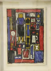 Julio U. Alpuy, Composicion En Colores Primarios, óleo sobre cartón