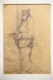 Eduardo Sívori, PERSONAJE y DAMAS CON SOMBREROS, dibujos al lápiz sobre papel
