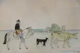 Alberto Güiraldes, Gaucho Arriando Vaca Con Su Ternero