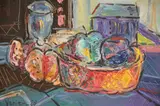 Bruno Venier, Canasta Con Frutas, óleo sobre hardboard