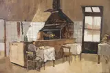 Claudio Gorrochategui, Parrilla El Puente, óleo sobre hardboard