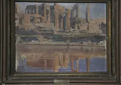 Adam Styka, Ruines Du Temple Et Lac Sacre A Carnac, óleo sobre cartón