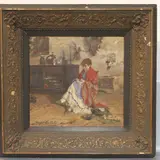 Mujer Cosiendo En Un Interior by Oreste da Molin, óleo sobre tela, offered Dec 2025