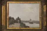 Jacques Witjens Stephan, Paisaje Con Velero, óleo sobre cartón entelado