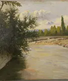 Lorenzo Cecconi, Il Paglia Ad Orvieto, óleo sobre cartón