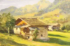 Pasiaje Alpino by Duilio Corompai, óleo sobre tabla iniciliado D, offered Dec 2025