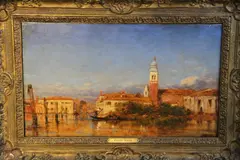 Félix Ziem, View In Venice With A Gondola, óleo sobre madera parqueteada