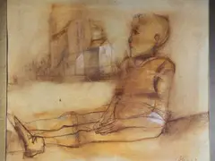 Carlos Alonso, Niño Sentado, técnica mixta