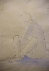 Bernard Bouts, Mujer, dibujo a la tinta y realces de acuarela