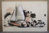 Juguetes by Rata de dos patas, acuarela y tinta sobre papel, offered Oct 2025