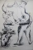 Raúl Soldi, ESTUDIO DE TEMAS CRIOLLOS y SABER VIVIR ..., dibujos a la tinta sobre papel