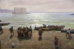 Federico Morello, La Llegada De Los Pescadores, óleo sobre tela