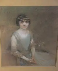 Henri Royer, Mujer Sentada, pastel y carbonilla sobre papel