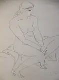 Figura Sentada by Walter Gavito, dibujo al lápiz sobre papel, offered Oct 2025