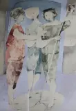 Tres Figuras by Juan Batlle Planas, acuarela sobre papel, offered Oct 2025