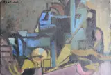 Hans Platschek, Abstracto, óleo sobre cartón