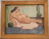 Desnudo by Julio Giustozzi, óleo sobre cartón, offered Oct 2025