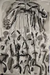 Luís Seoane, Fuenteovejuna Homenaje A Lope De Vega, tinta y aguada sobre papel Gut, titulado "Fuenteovejuna", Homenaje a Lope de Vega '62