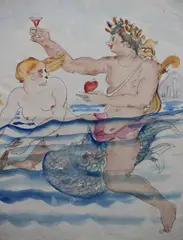 Alberto Lagos, Ocho Acuarelas O Dibujos, ACUARELAS O DIBUJOS, sobre papel, representando diversos personajes