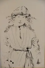 Joven by Juan Batlle Planas, dibujo a la aguada de tinta china sobre papel, offered Aug 2025