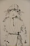 Joven by Juan Batlle Planas, dibujo a la aguada de tinta china sobre papel, offered Aug 2025