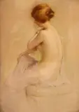 Dama Sentada De Espalda by Gaston Bouy, pastel sobre papel, offered Aug 2025