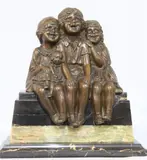 Demetre Chiparus, Las Tres Niñas, escultura de bronce patinado