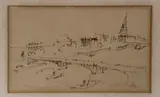 Jean Dufy, Les Deux Ponts, dibujo a la tinta sobre papel