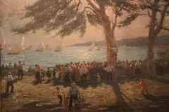 Federico Morello, Mirando La Regata, óleo sobre tabla
