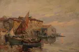 Barcos Junto A La Costa by Marius Hubert-Robert, óleo sobre tela, offered Aug 2025