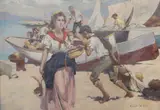 Vuelta De Pescadores by Witman Etelka Vizkeleti, óleo sobre tela, offered Aug 2025