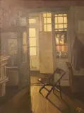 Interior Con Luces by Oton Ringer, óleo sobre hardboard, offered Aug 2025