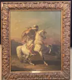Arabe A Caballo Con Espingarda by Alexandre Josquin, óleo sobre tela reentelada, offered Jun 2025