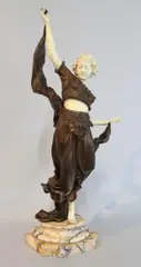 Affortunato Gori, Danseuse Orientale, escultura de bronce patinado y cincelado