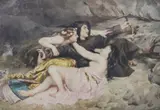TENTATION DE St. ANTOINE by Louis-Alexandre Leloir, acuarela sin firma, offered Jun 2025