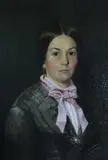 Genaro Perez, Joven Con Moño Rosa, óleo sobre tela reentelada