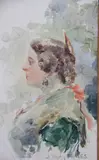 Julio Vila y Prades, Joven Con Peineta, óleo sobre cartón