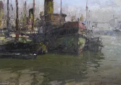 Oscar Antonio Vaz, Barcos, óleo sobre cartón entelado