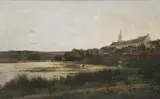 Vista De Una Ciudad Desde Las Afueras by Auguste Allongé, óleo sobre tela reentelado, offered Jun 2025